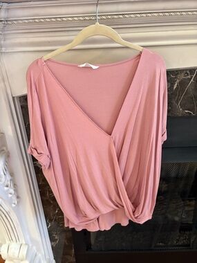 Double Zero Dusty Rose Wrap-Style Blouse